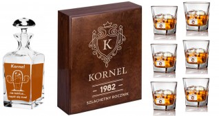 KARAFKA KROSNO + 6 szklanek w Pudełku z GRAWEREM